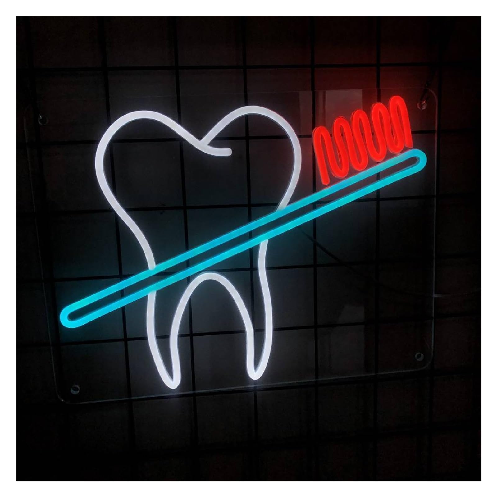 Insegna Luminosa a Forma di spazzolino da Denti, alimentata Tramite USB, luminosità Regolabile, Adatta per studi dentistici, 40 cm x 30 cm (C)