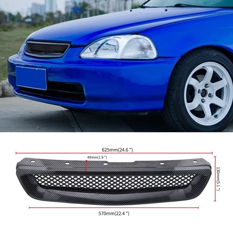 Rejilla frontal Civic EK/EJ para sustituir la calandra rota por malla deportiva de carbono 3