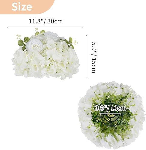 Miniatura 6 de NUPTIO Bolas de flores para centros de mesa de boda 10 piezas de 11.8 pulgadas de diámetro artificial arreglo de bolas de flores artificiales centro