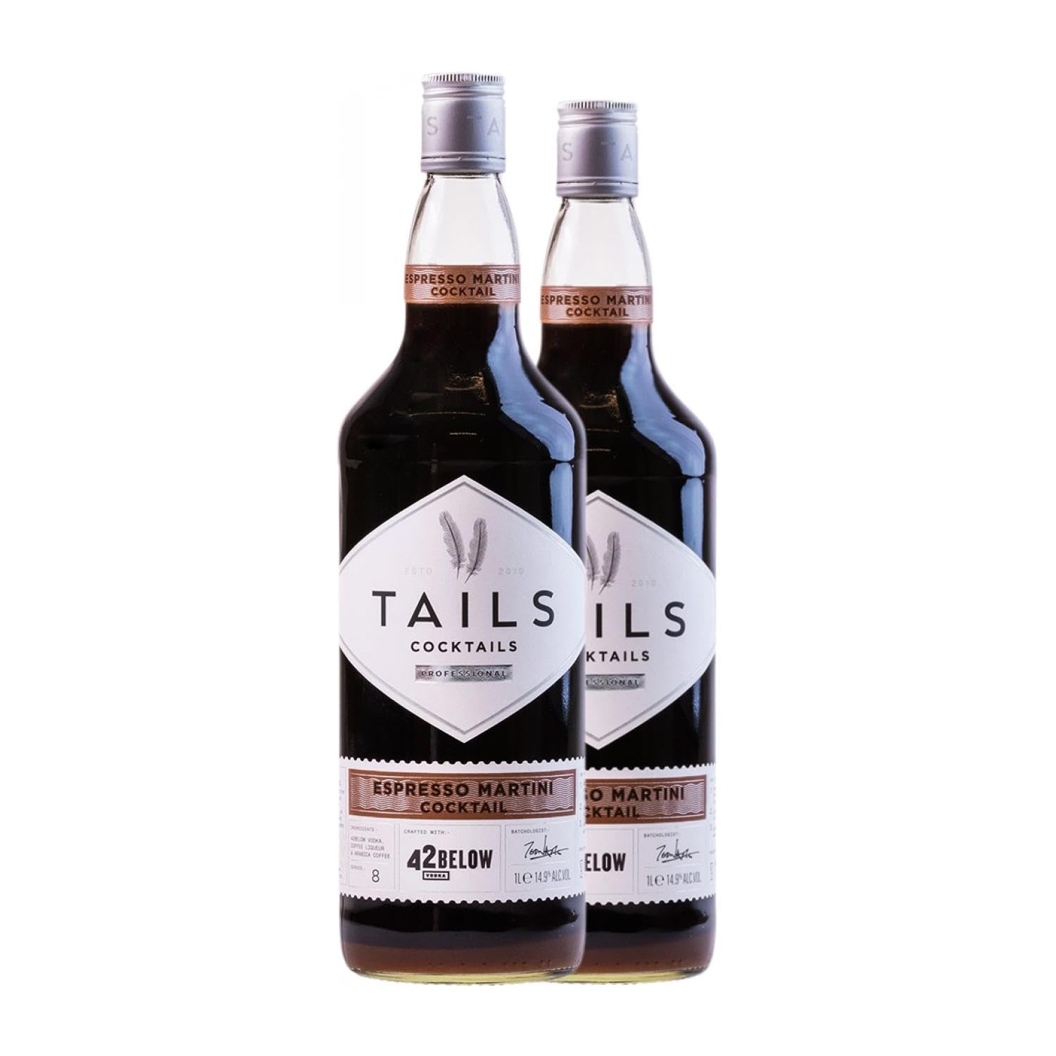 Wermut Bacardí Tails Cocktails Espresso Martini Rakete Flasche 1 L (Schachtel mit 2 Rakete Flasche von 1 L)
