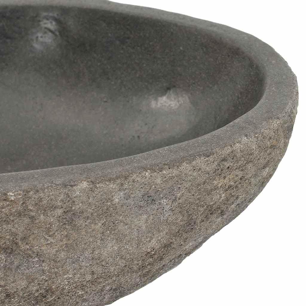 Lavabo ovale in pietra naturale di fiume (29-38) x(24-31) cm, lavello da bagno in pietra naturale con foro di drenaggio da 4,5 cm, superficie lucida facile da pulire,