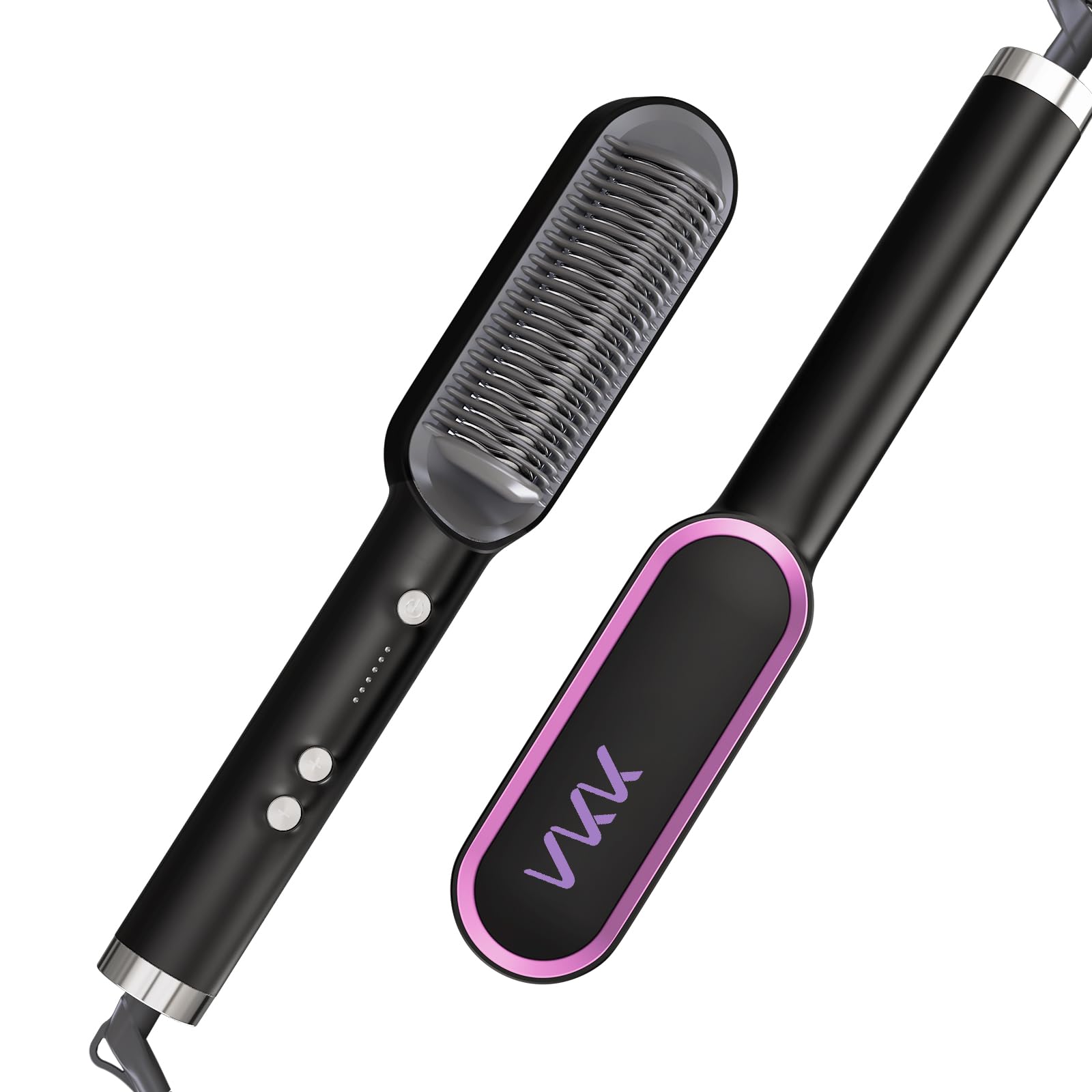 VKK Hair Straightener Brush,Flat Iron and Hair Brush 2-in-1,Anti-Scald,Fast Heating,5 Temp Settings(120℃-200℃),Professional Salon at Home