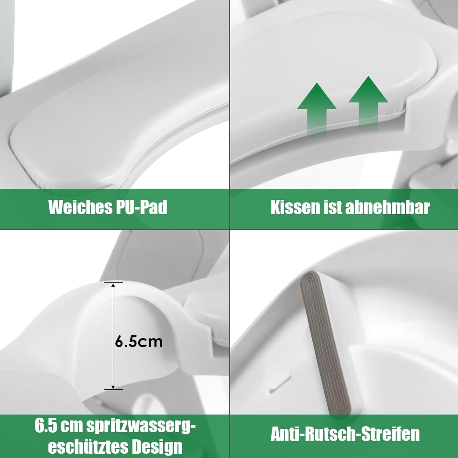 Baby-Toilettensitz 2 in 1 mit Treppe, Stabile Dreieckige Struktur, Kinder Tritthocker, Faltbar Töpfchentrainer mit verstellbarem Pedal und Sitzhöhe, mit großes Pedal und Griffe, PU-Futter, Grau