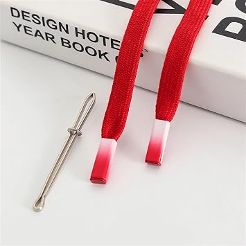 KeuLen Drawstring Cord,130 cm Braided Flat Rope Twisted Cord Solid Color Sweatpants Hoodie Drawstring Rope Replacement DIY Sewing Accessories 1pcs(Red)