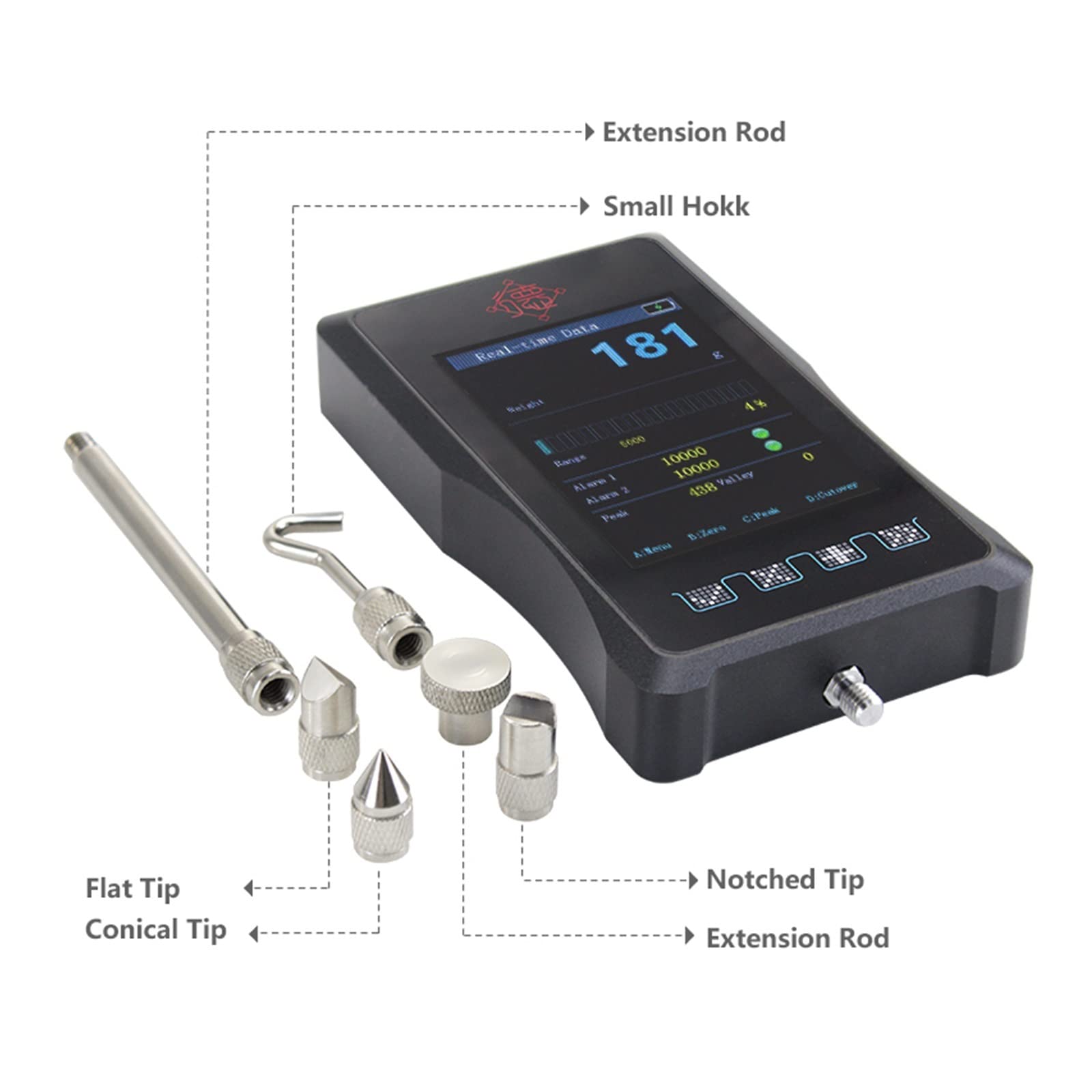 Misuratore di forza digitale, misuratore di forza portatile, dinamometro digitale, strumento di misurazione con indicatore di cella di carico, portatile, ricaricabile (Dy920 c 0)