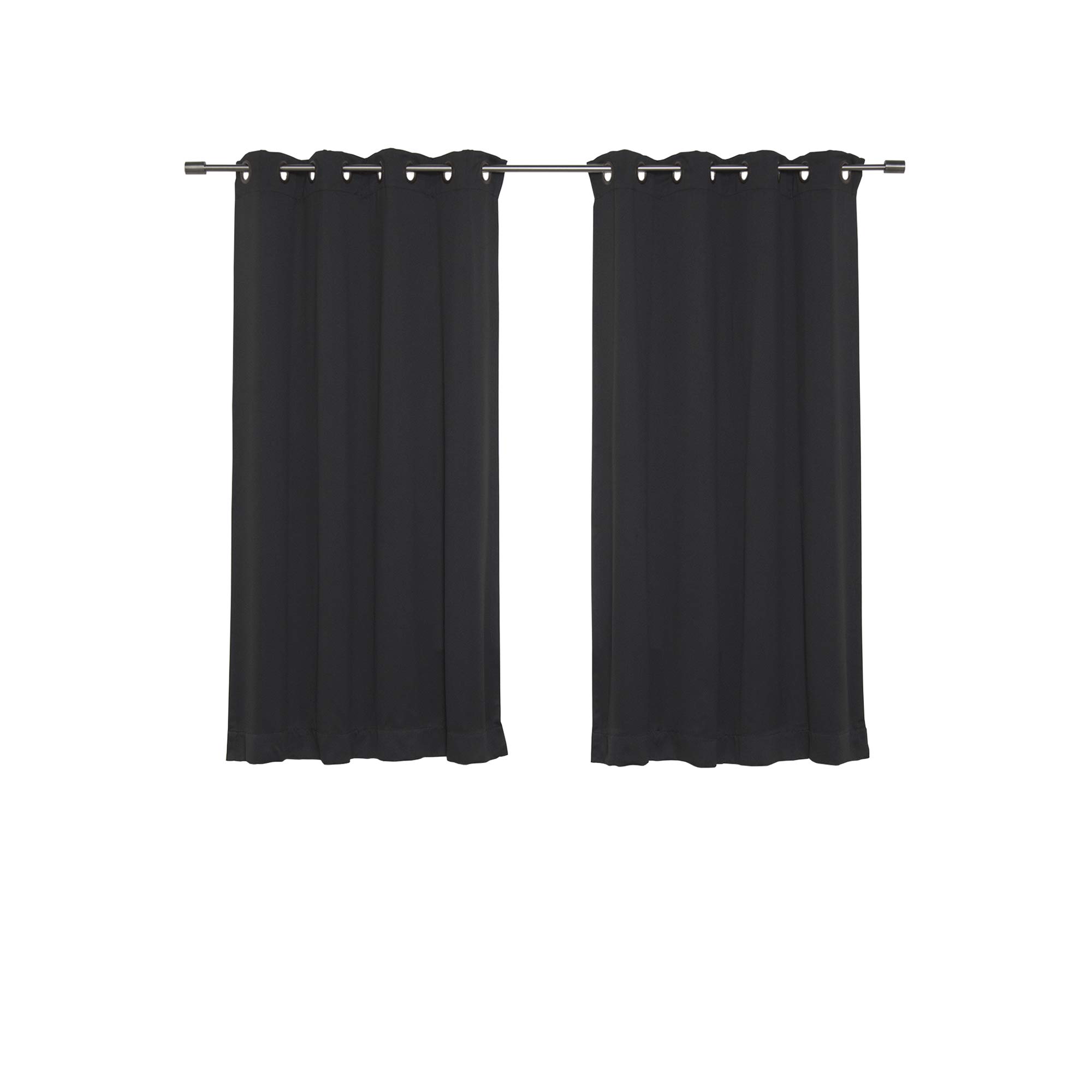 Best Home Fashion Basic Thermal Insulated Blackout Curtains - Antique Bronze Grommet Top - Black - 52" W x 63" L – (Set of 2 Panels)