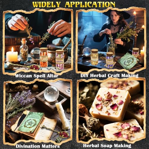 Kit de Hierbas y Flores Secas con 30 Frascos de Vidrio miniatura 7