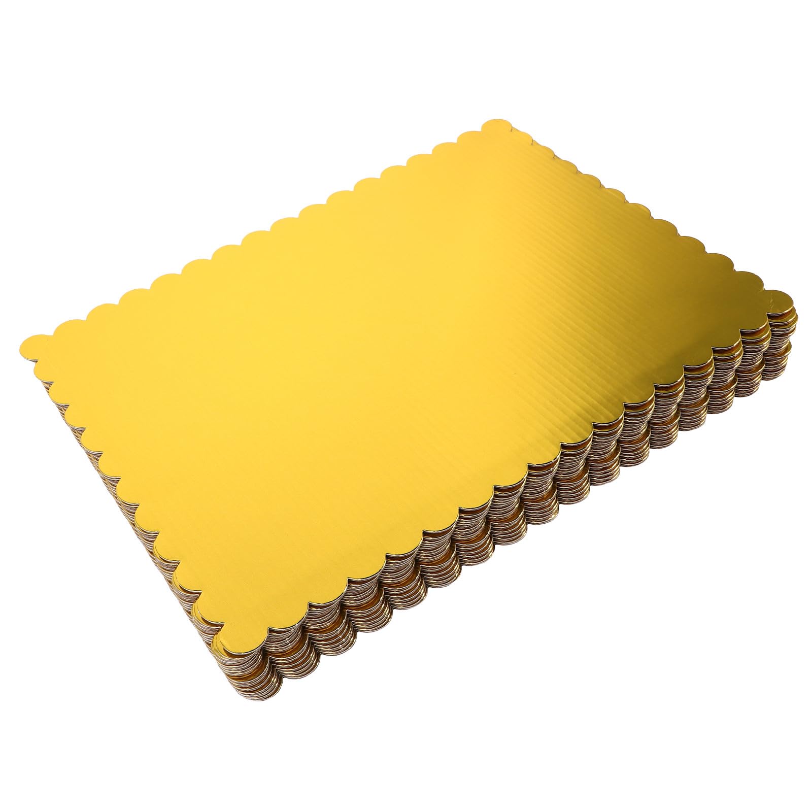 IMIKEYA 20 Bandejas Base para Pastel Rectangular de Cartón Corrugado 25x35 Cm Borde Ondulado Dorado, 2 Mm de Grosor, Ideales para Presentación y Transporte en Eventos y Pastelerías