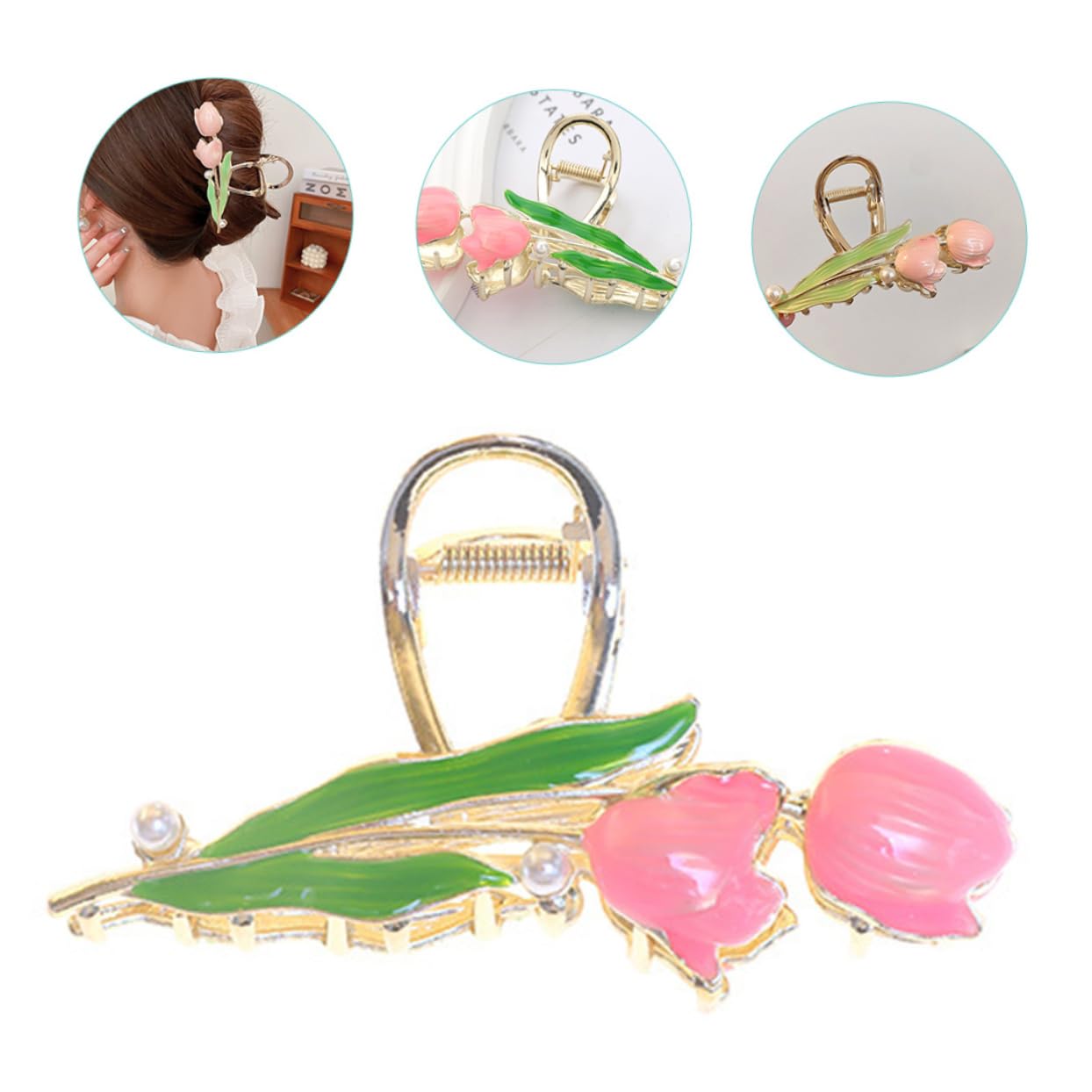 minkissy 5pezzi Fermaglio Per Metallo Forma Di Fiore Con Perle Clip Elegante Per Acconciature Chic Accessorio Per Donne e Ragazze Per Matrimoni e Occasioni Speciali