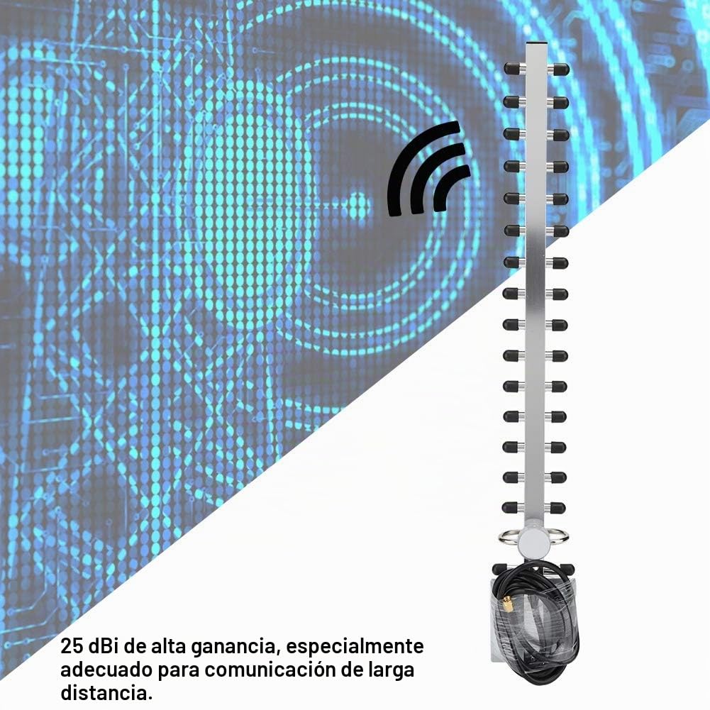 Antena Yagi, Yagi de 2,4 GHz, Antenas de Red, Tarjeta de Red de Enrutador Inalámbrico de Alta Ganancia 2,4G 25dBi Antena Yagi Direccional de 16 Unidades