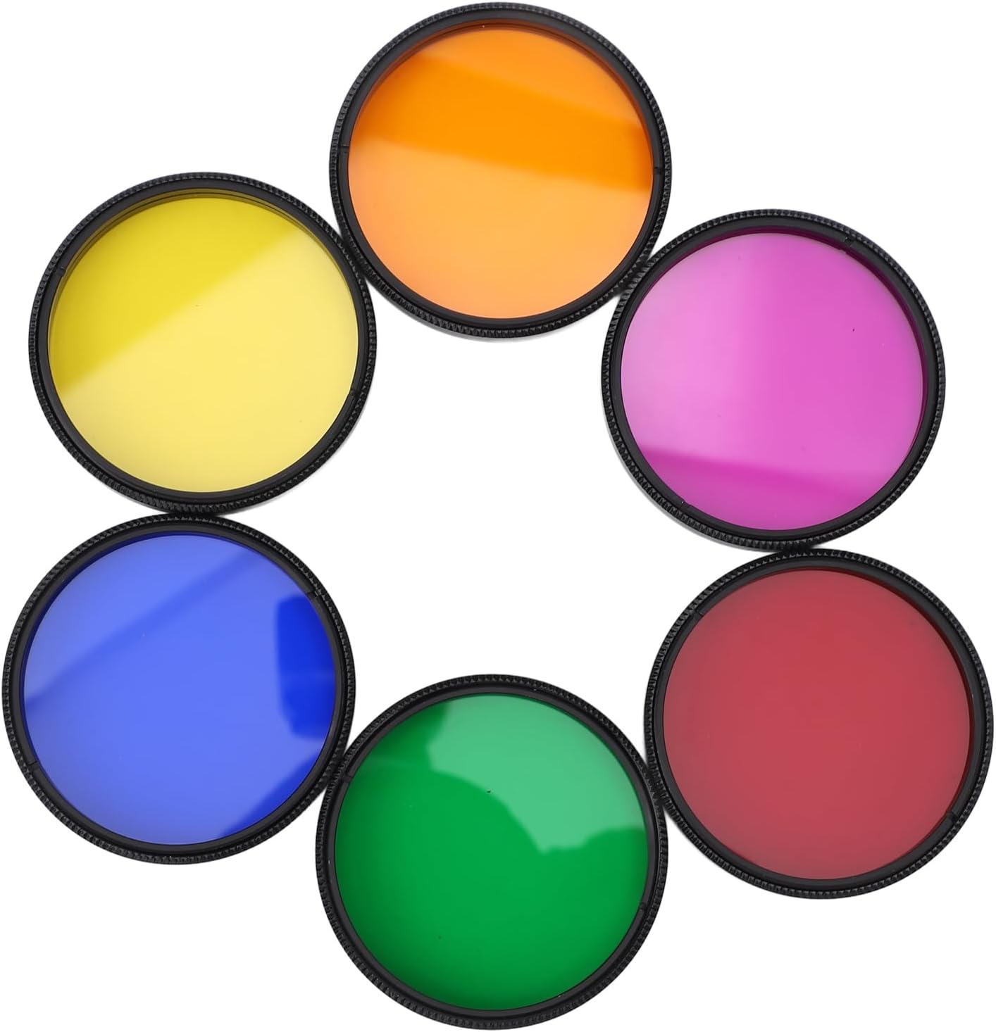 Zyyini Telescope Eyepiece Filter Set, 2 Inch, 6 Color Correcting & Enhancing Filters, M48x0.75mm, Aluminum Alloy & Acrylic, Red, Orange, Yellow, Green, Blue, Purple