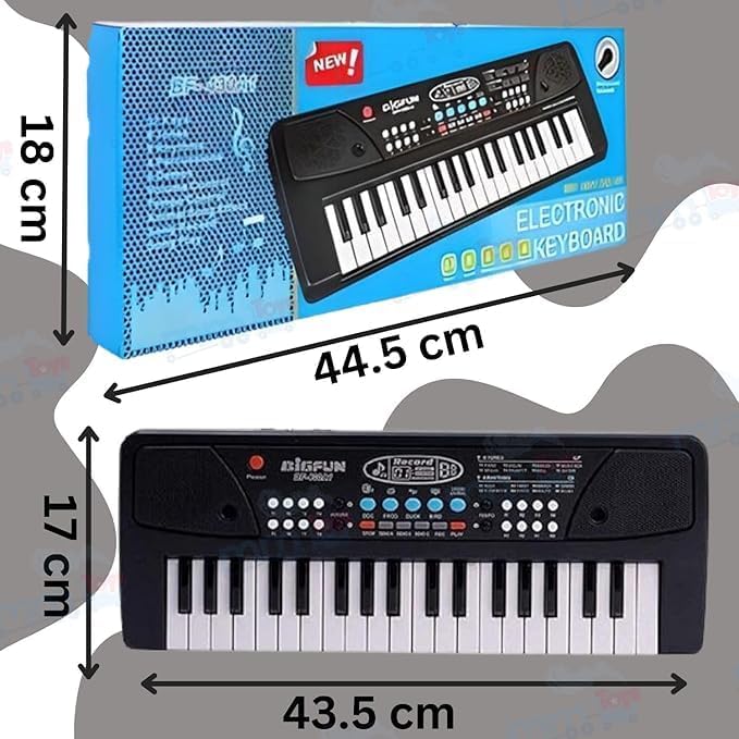 Image of Braintastic Kids Piano Keyboard with Microphone, 37 Keys, 8 Rhythms, 8 Tones with 6 in-Built Demos & Song Recording Feature for Boys & Girls (Black)