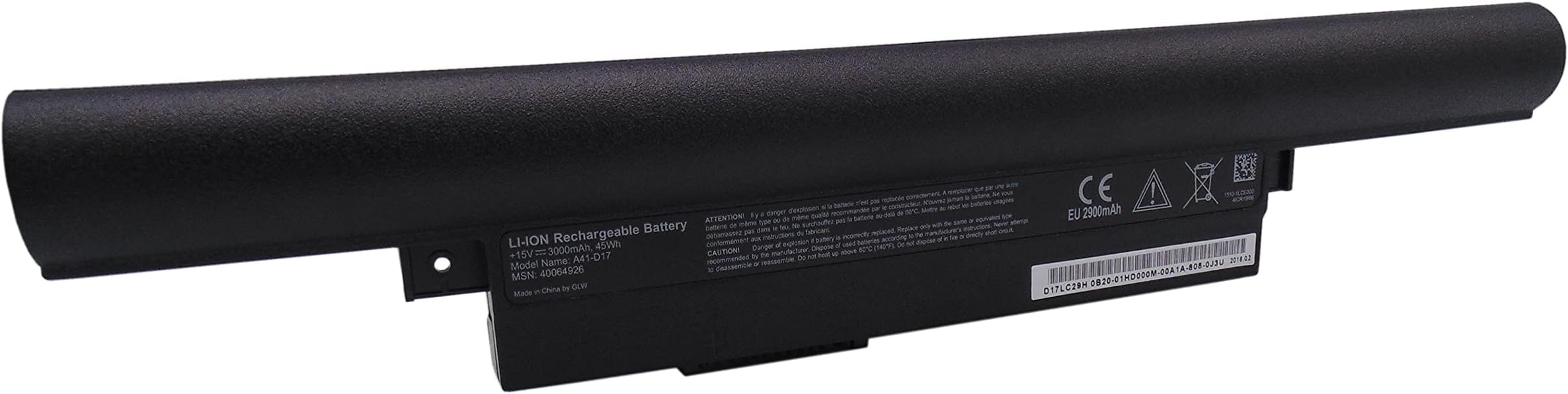 Replacement for 45Wh 15V 3000mAh battery A41-D17 40064926 for Medion Erazer P7647 P7643 E7420 P7643 Medion Akoya E7415 E7415 E7419 E7416