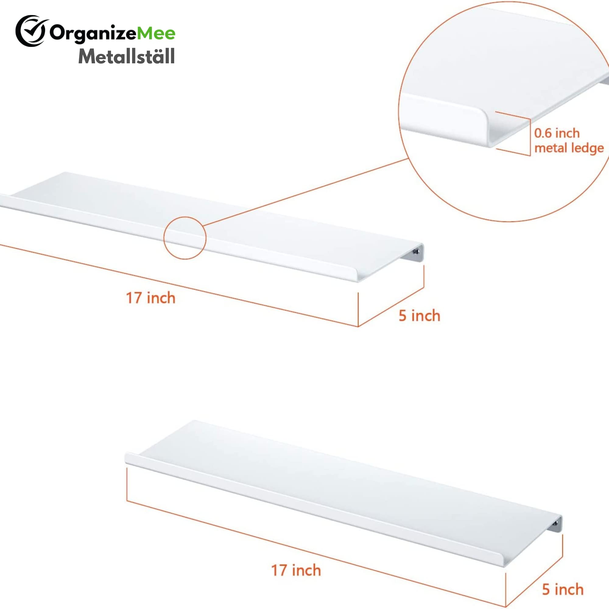 OrganizeMee Metal Small Wall Mounted Shelves,Bluetooth Speaker,Wi-Fi Camera Stand Corner Floating Shelf for Living Room & Bedroom,Home Decor Items Plant Pot mounting Racks (White Set of 2) 3