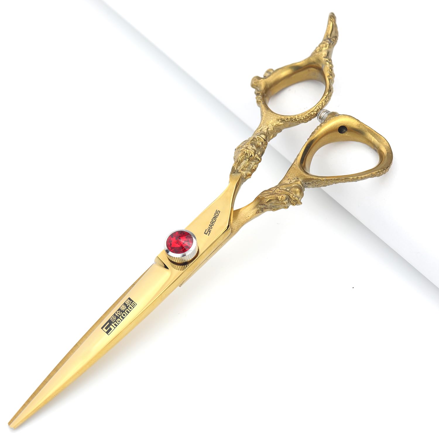 Hair Cutting Scissors Shears Professional Barber 6 inch Hairdressing Scissor Home Use for Man Woman Adults Kids Babies (6-inch flat shear-A)