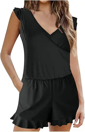 2024 One Piece Swimsuit Women Built in Bra Shorts Bathing Suits Full Coverage Ruffle Romper Swimsuits with Pockets