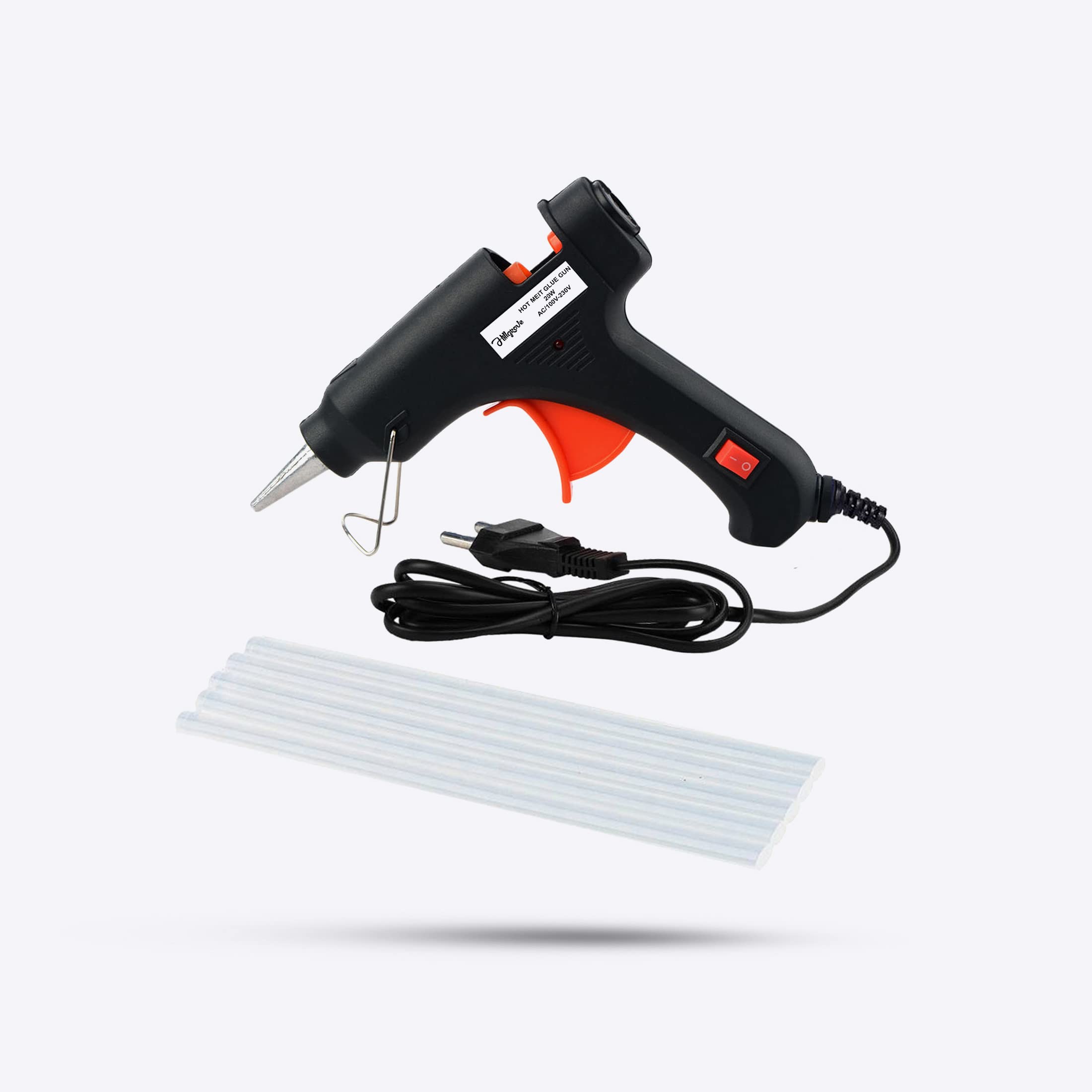 Hillgrove Electric Mini 20 Watt Black Small Hot Gum Glue Gun With 5 Pcs Hot Melt Glue Stick for Craft, Art, Decoration Work Standard Temperature Corded Glue Gun (7 mm)-image-7