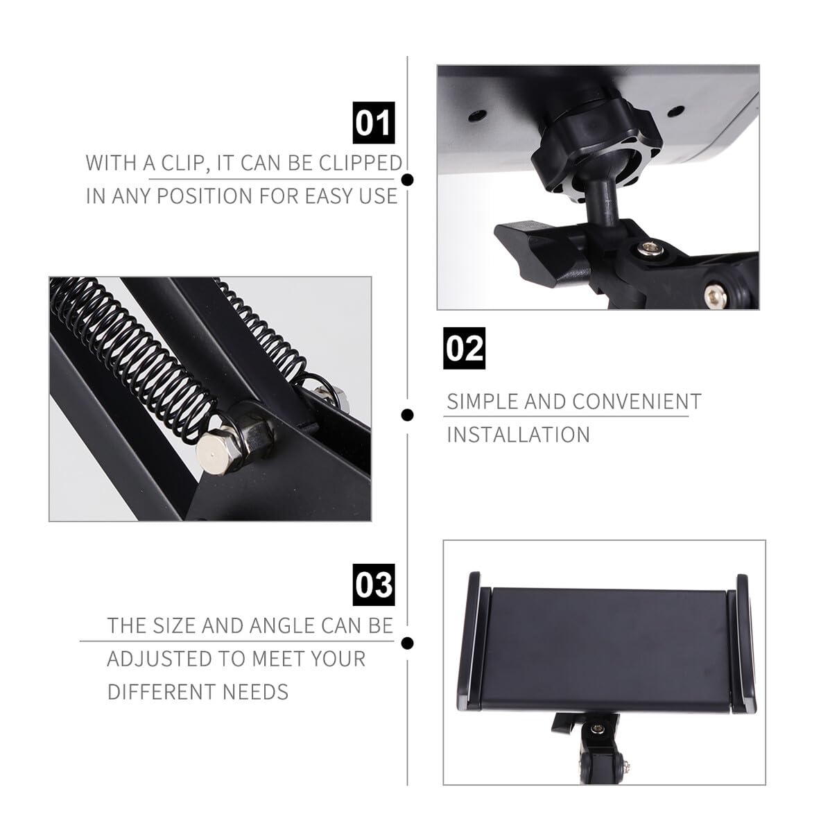 Supporto Telefono da Scrivania in Metallo Nero con Braccio Articolato Flessibile Supporto per Tablet e Smartphone Staffa Resistente per Uso Quotidiano