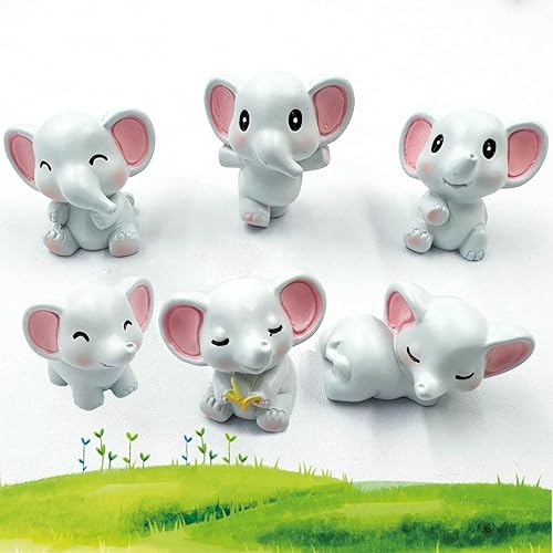 Miniatura 2 de Mini figuras de elefante, 12 figuras de elefante en miniatura de resina, pequeñas figuras de elefante, adornos de modelo de animal, estatua de