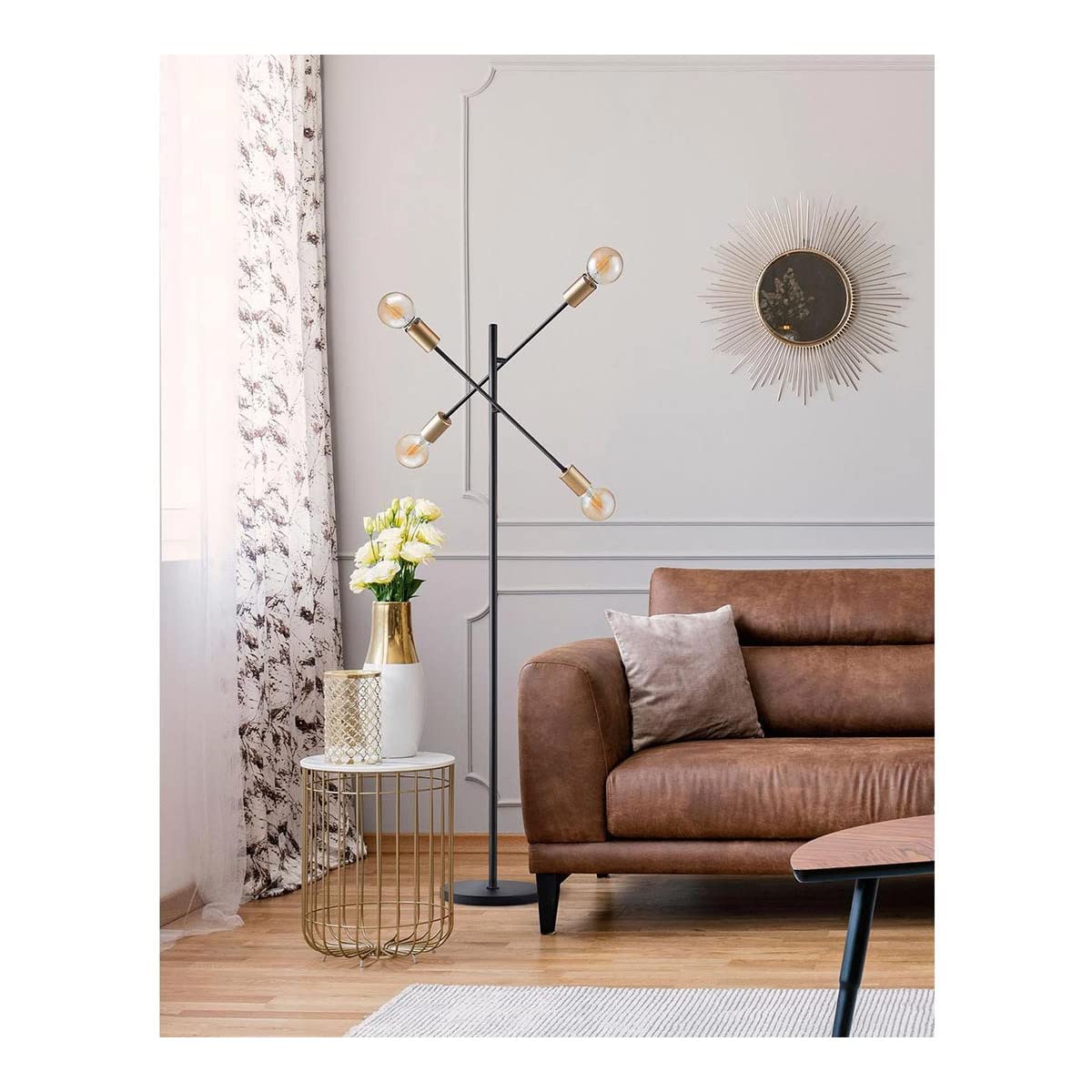 Lampadaire industriel salon 150 cm ambre crée une ambiance chaleureuse au coin lecture