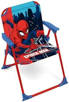 ARDITEX Silla Plegable con Brazos de Spiderman de Marvel - 38x32x53cm - Adecuado para jardín, Camping, Playa o montaña - Ideal para niños y niñas.