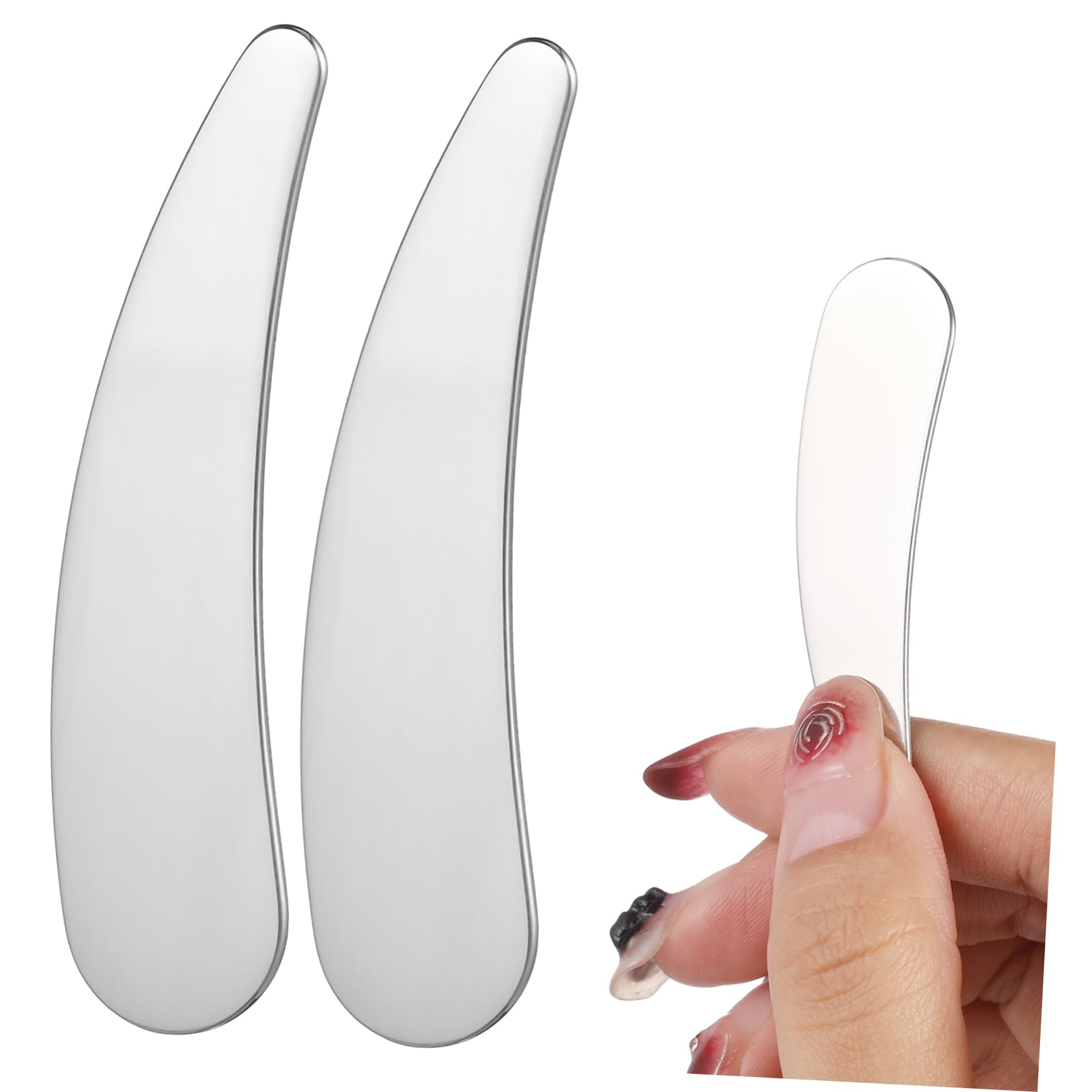 PLAFOPE Makeup Spatula Small Skincare Tool Mini Facial Spatula Metal Beauty Scoop Reusable for Skincare