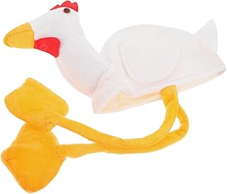Toyvian Sombreros De Pollo De Peluche Para Adultos, Tamaño Único, Color Blanco, Sombrero Divertido Para Cosplay y Fiestas, Accesorio Fotográfico Para Eventos y Disfraces