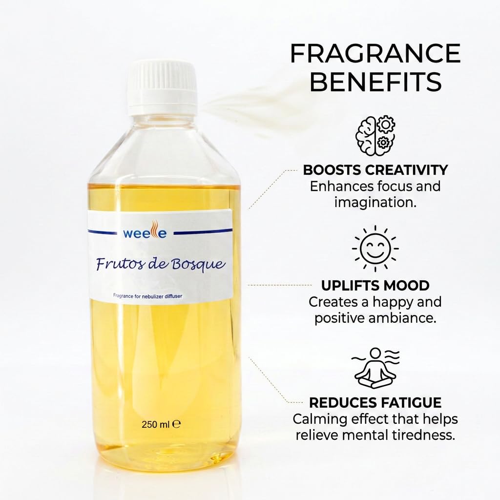 Ambientador Electrico Profesional Weele para Hogar o Oficina con Perfume Frutos de Bosque 500ml. Fragancia Profesional para Ambientador | Aroma Duradero y Fresco para Espacios Grandes |