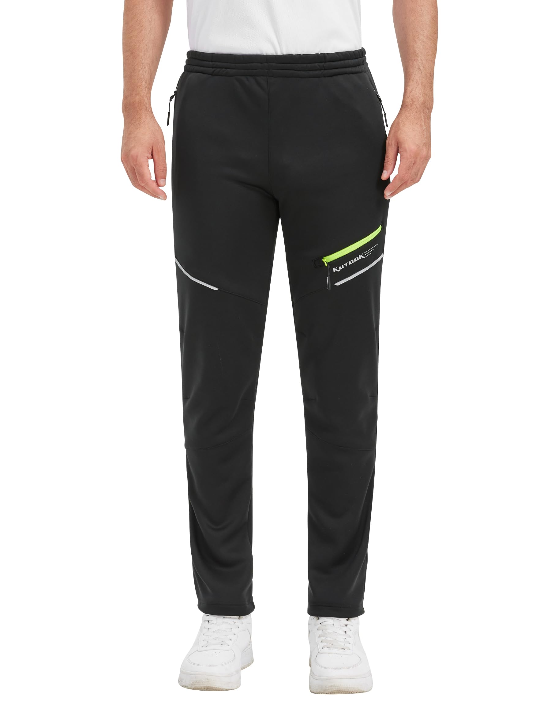 KUTOOK Pantalones Térmico de Ciclismo para Hombre Invierno con Forro Polar Elástico Pantalones de Bicicleta
