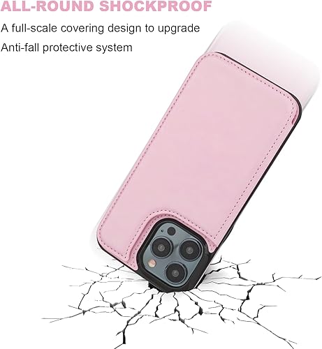 Miniatura 6 de Funda tipo cartera compatible con iPhone 15 Pro Max con soporte para tarjetas, funda de piel sintética con ranuras para tarjetas, doble cierre