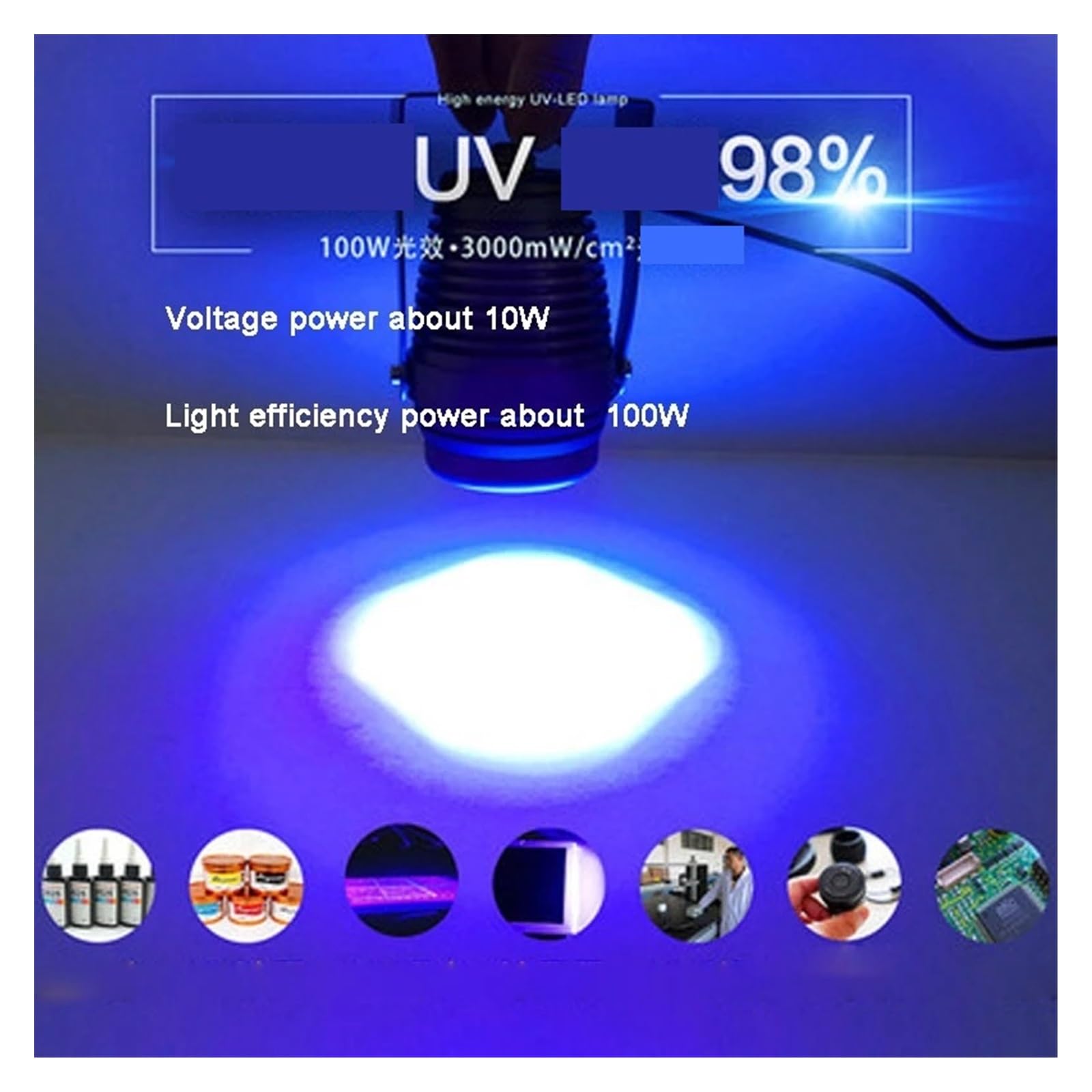 Lampe ultraviolette à polymérisation UV 100W 405nm 365nm 395nm, projecteur ponctuel, résine d'impression 3D, masque de soudure, colle for panneau PCB, huile verte - Lampe de polymérisation(365nm)