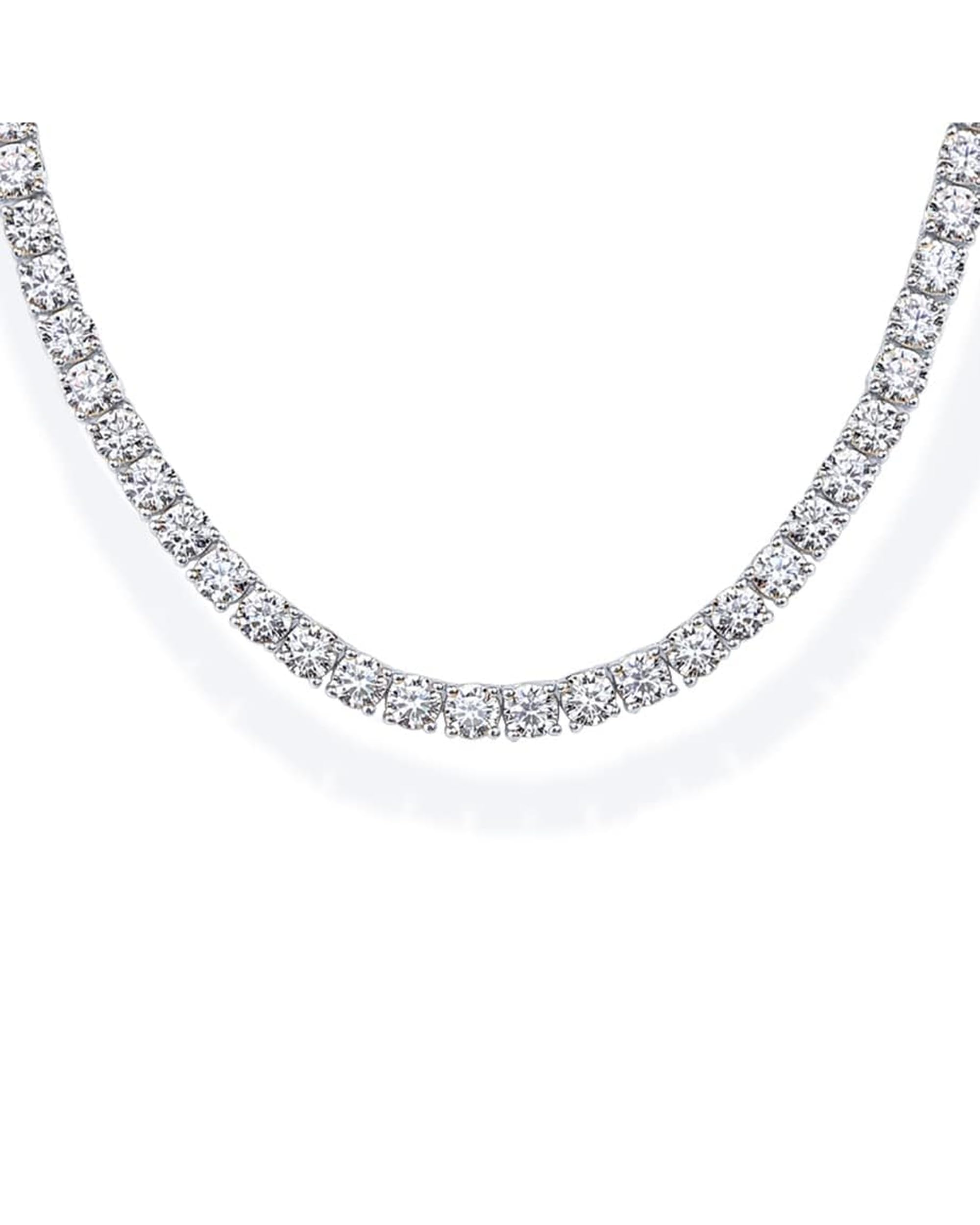 PAVOI 14K Gold Plated 3mm Simulated Diamond Tennis Necklace – Chunky Long Necklace for Women – Sizes 16" and 18"