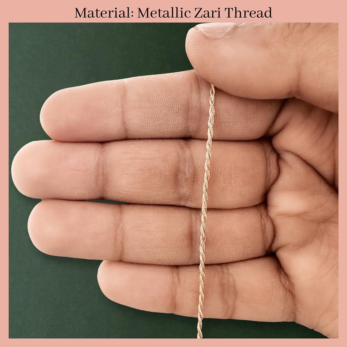 Embroiderymaterial Twisted Metallic Machine Embroidery Zari Thread/Dori for Embroidery, Aari work, Tassels, Jewellery, Bracelet, Lace, Crochet & Hand Embroidery (1MM Width, 73 Meters) (Rose Gold) 1
