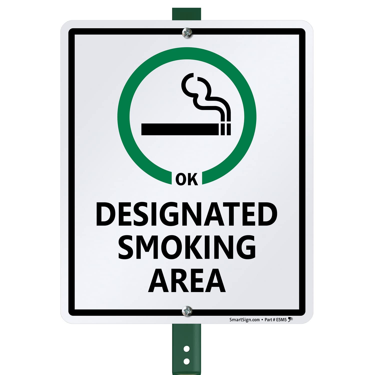 Designated Smoking Area (with Cigarette Ok Symbol) Sign, 12" x 9"