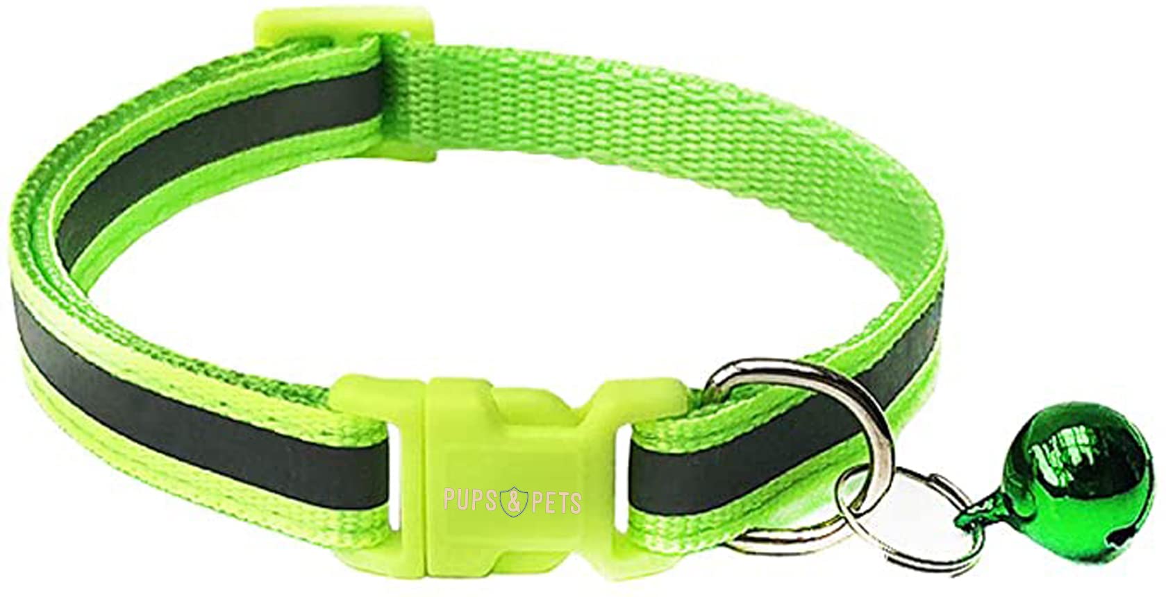 Pups&Pets Reflective Cat Collar with Bell Basic Dog Cat Collar Buckle Adjustable Nylon Cat Dog Collar Safe Pets Belt Small Size Quick Release and Breathable Collar 10 MM (Green Color) (B09ZVHHW9Y) Amazon Price History, Amazon Price Tracker