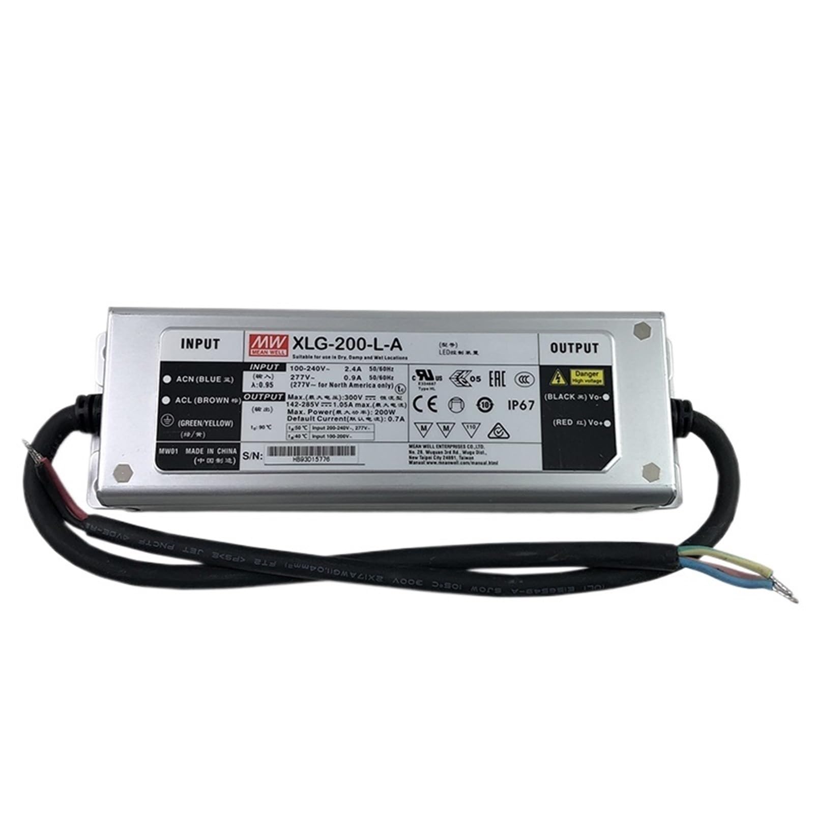 FCARUMIQP XLG-200-L-A 142-285V 700mA 200W Constant Power Mode LED Driver Switching Supply Current Adjustable