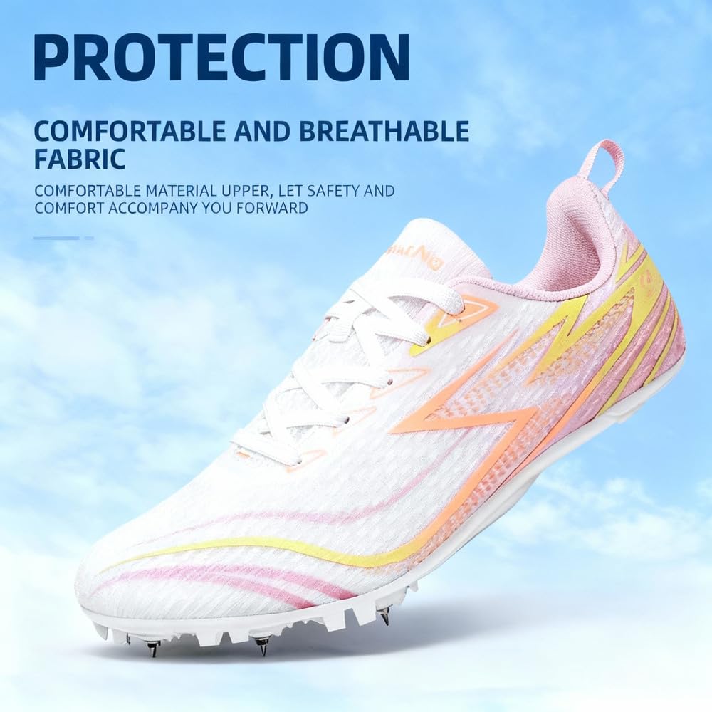 Chaussures d'athlétisme À Pointes pour Femmes, Baskets De Course Légères Respirantes Chaussures De Saut Respirantes Confortables