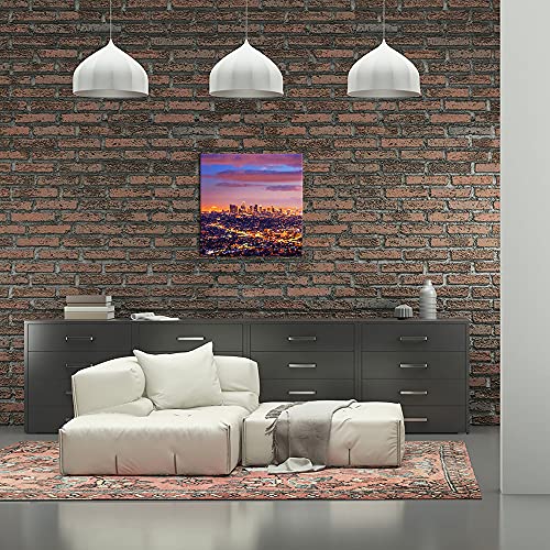 Vanseeing Los Angeles Skyline Canvas Wall Art Hollywood Cityscape At Dusk Sunset Picture Prints City Night Scene Modern Artwork Painting For Home Office Wall Decoration 24X24Inch #TOP2