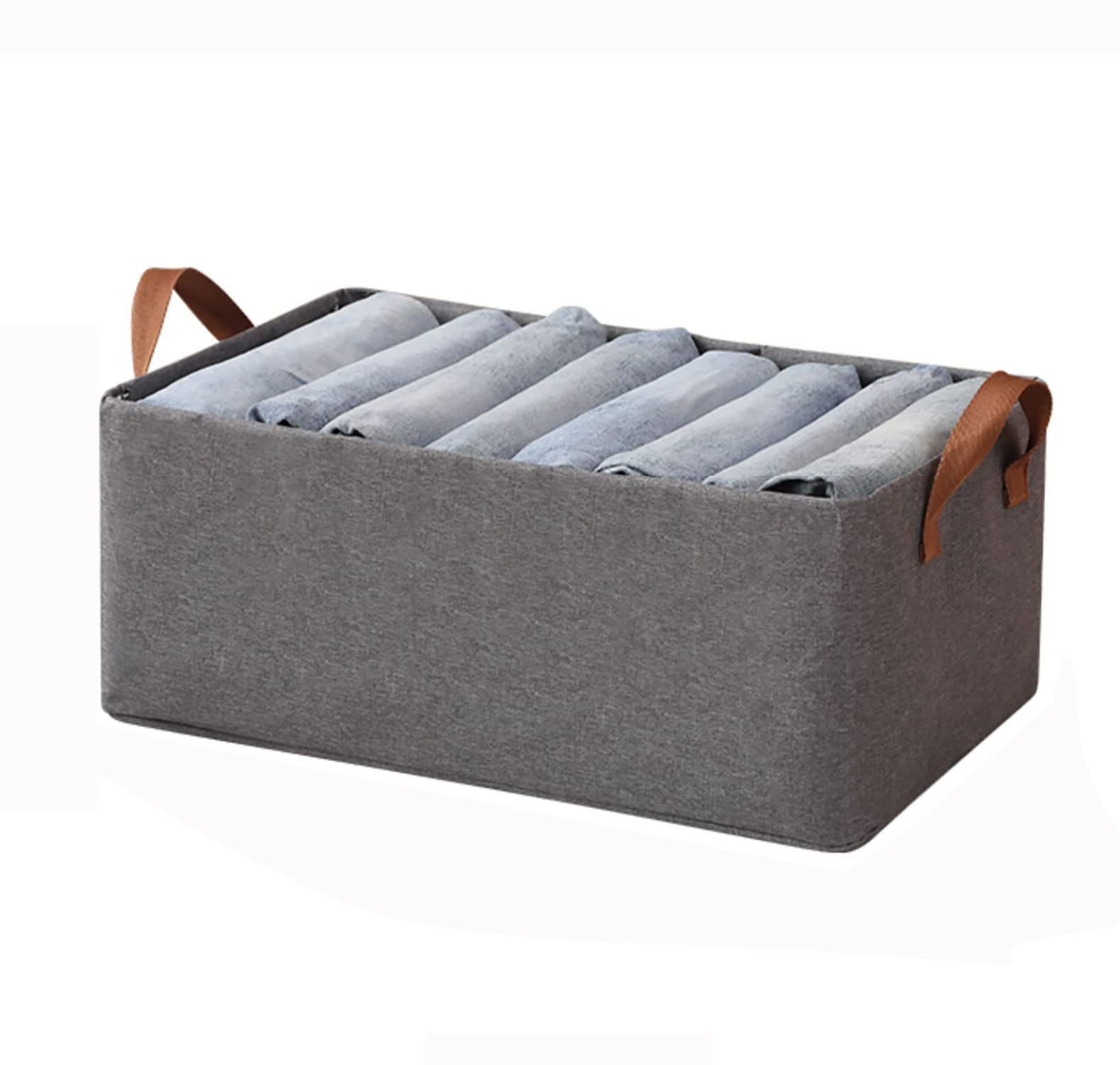 House of Quirk 1pcs Store Wardrobe Organizer For Clothes With Metal Fram Foldable Storage Box, Clothing Storage Boxes For Pants, Shirt, Sweaters, Jeans, Socks (Dark Grey)
