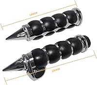 Vista 2 de Motorcycle Hand Grips Universal Spike Non-Slip Handlebar Grips Chrome Black Rubber Fit for Most Motorcycles Cruisers Motor Bikes Choppers