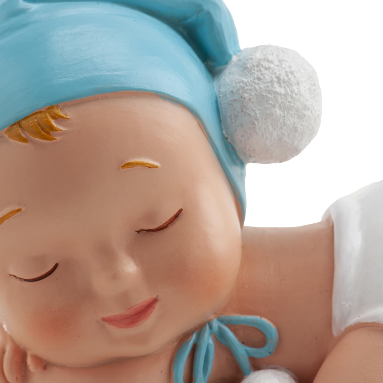 dekora- Figura de Decoracion Bautizo Niño, Bebé dormido, 10 cm, Elaborada en Resina, Adorno para Tartas de Bautizo y Baby Shower Diseño Original y Detallado Apto para Contacto Alimentario — view 4