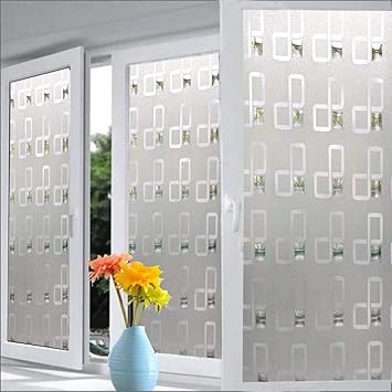 SUNBIRD Window Privacy Films, Vinyl 3D Frosted Privacy Film, Decorative Glass Cover, Non Adhesive UV Blocking Removable for Office Bedroom Living Room (24 X 48 Inch, Crystal Eight)