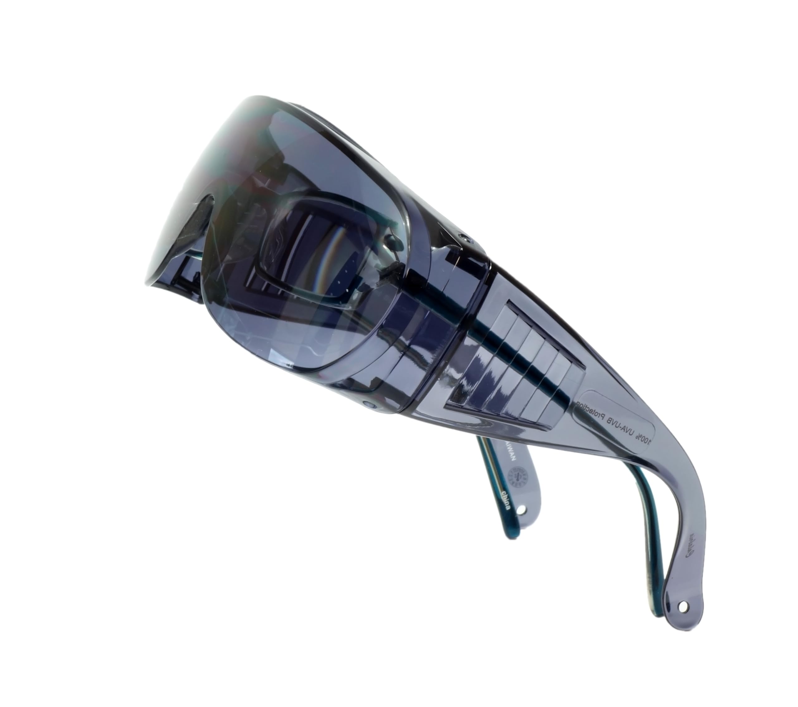 Calabria 1003 Fitover - Gafas de sol grandes de seguridad sobre gafas graduadas | 100% protección UV | patillas transparentes | Humo