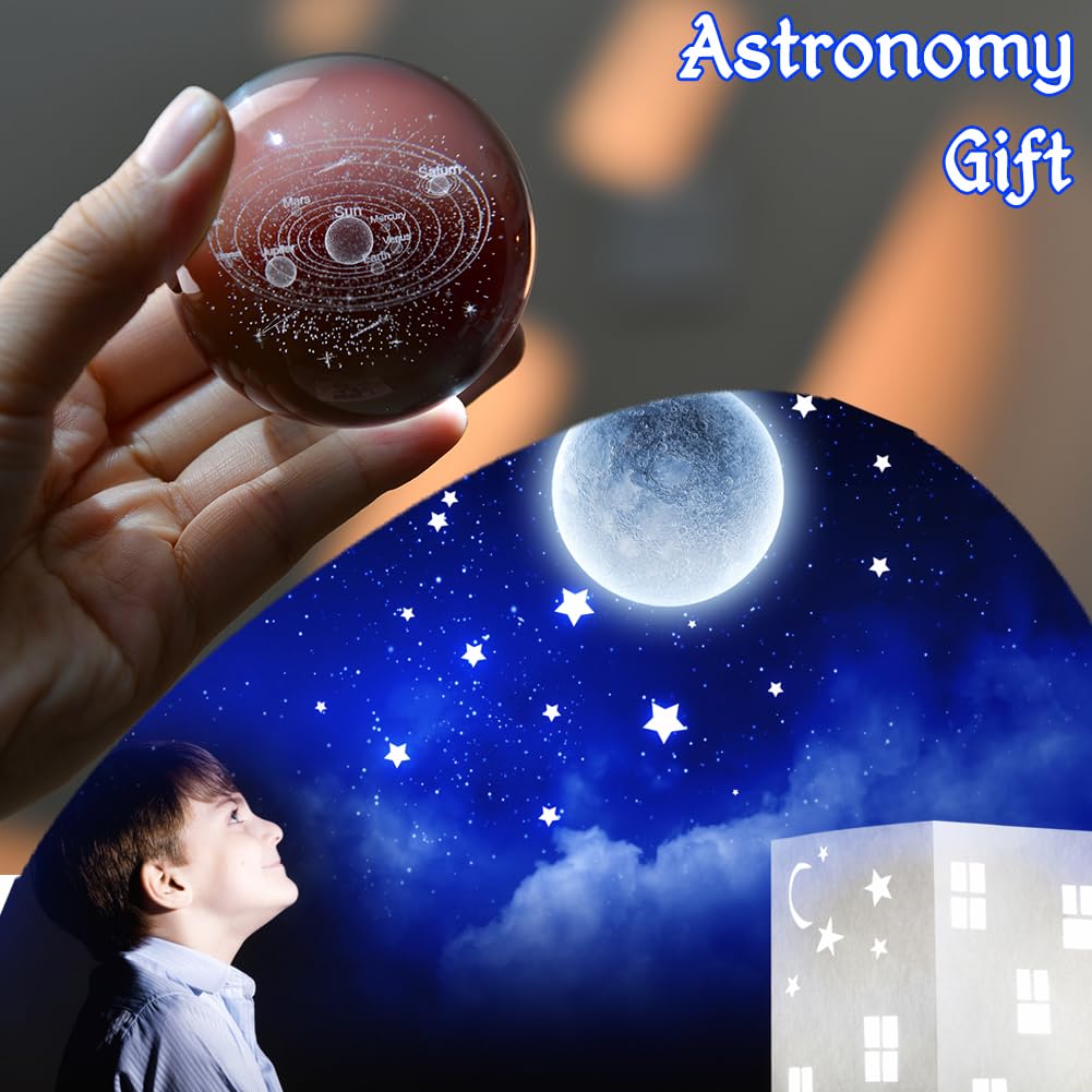 IFOLAINA 3D Solar System Crystal Ball 60mm Universe Gifts With Laser