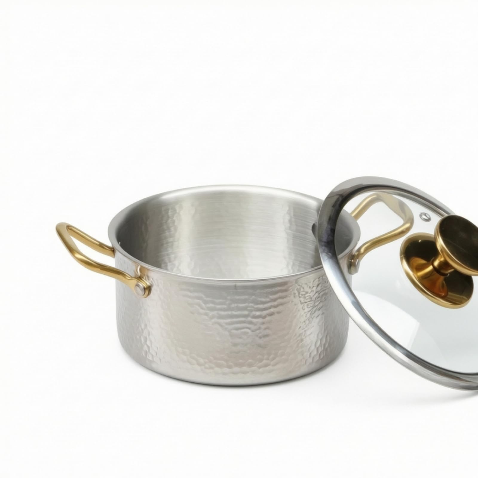 Marmite avec Couvercle En Verre Brossé, 18CM, Soupe Claire