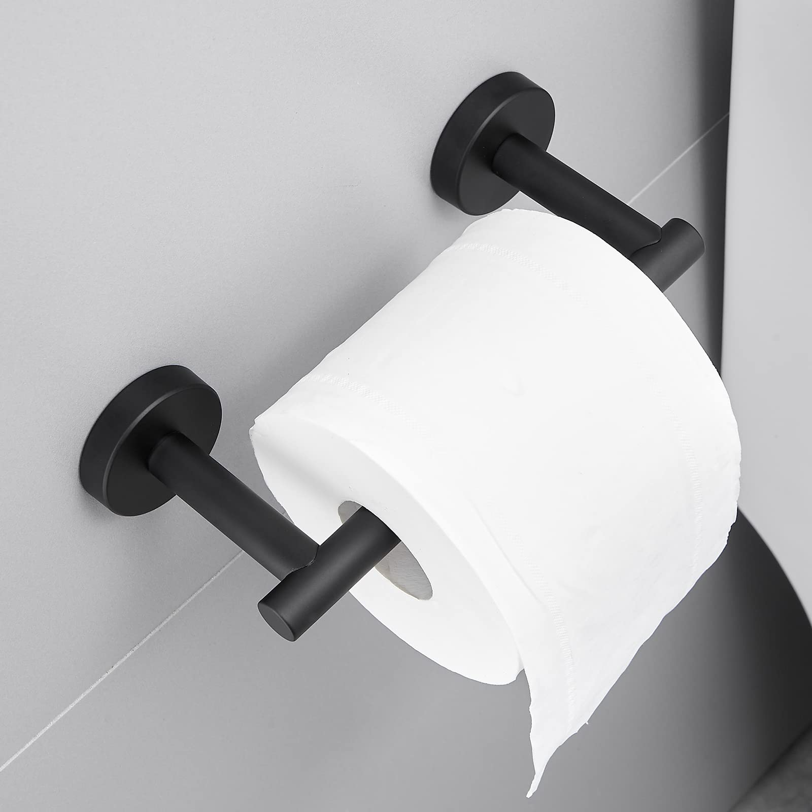 Sayoneyes Toilettenpapierhalter Mattschwarz (2 Stück) – Aus Edelstahl SUS304, Drehbar, Mit Montagezubehör