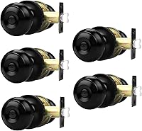 Vista 47 de Probrico Pomos de puerta negro mate, manijas de puerta con cerradura y perilla, pomos de interior sin llave para baño y dormitorio, paquete de 2