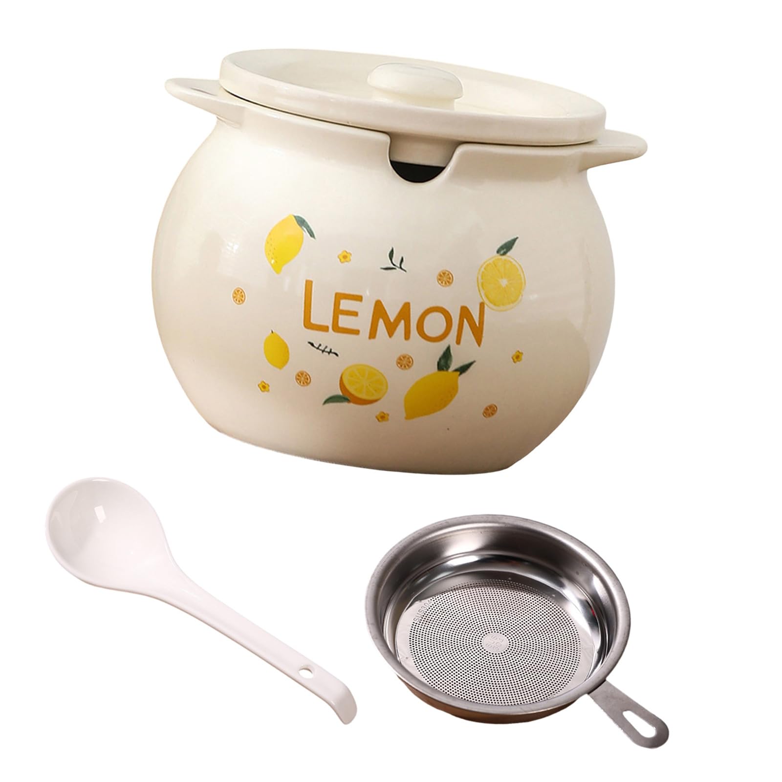 Tsophreniq 1400Ml Ceramic Oil Storage Jar with Lid and Handle for Kitchen Countertop Decoration Practical Bacons Grease Container Decorative Earthenware Oil Dispenser