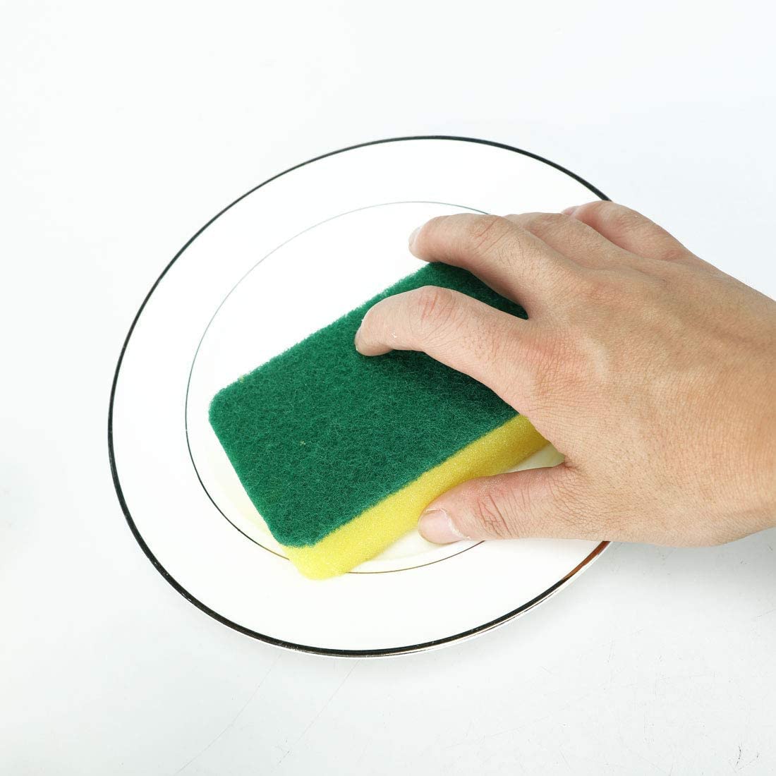 XYWHPGV 50pcs Almohadilla para Fregar Esponja para Fregar Que no Raya Almohadillas para Fregar 4.3"x2.8" para Fregar la Cocina, Lavar Platos, Amarillo(6539f 2c01d 50f99 b6ea7 0c378 bbd28
