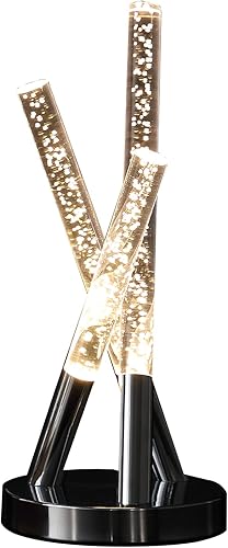 Miniatura 3 de Ore International HBL2617 14.5 "en Carina Moderno 3 Acrílico Vertical Pierna Stix Led Plata Metal Lámpara de Mesa